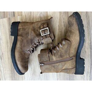 Women's Clarks‎ Orinoco 2 Buckle Side Zipper Ankle Boot Brown Leather SZ: 10